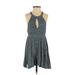 Ecote Casual Dress - A-Line Plunge Sleeveless: Blue Dresses - Women's Size X-Small