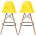 Corrigan Studio® Set Of 2 28" Seat Wood Eiffel Legs Modern Barstool Wood/Plastic/Acrylic in Yellow | 43 H x 18.25 W x 21 D in | Wayfair