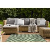 Green/White 120 x 96 x 0.08 in Area Rug - Orren Ellis DISTRESSED CHECKS GREEN Outdoor Rug By Becky Bailey Polyester | Wayfair