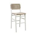 Worlds Away Carson Woven Back Bar Stool w/ Rush Seat Wood/Wicker/Rattan in White | 47 H x 19.75 W x 23 D in | Wayfair CARSON WH