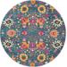 Nourison Passion PSN01 Blue Multicolor 4' Round Hallway Rug - Nourison PASSN