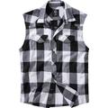 Brandit Checkshirt Chemise sans manches, noir-blanc, taille 2XL