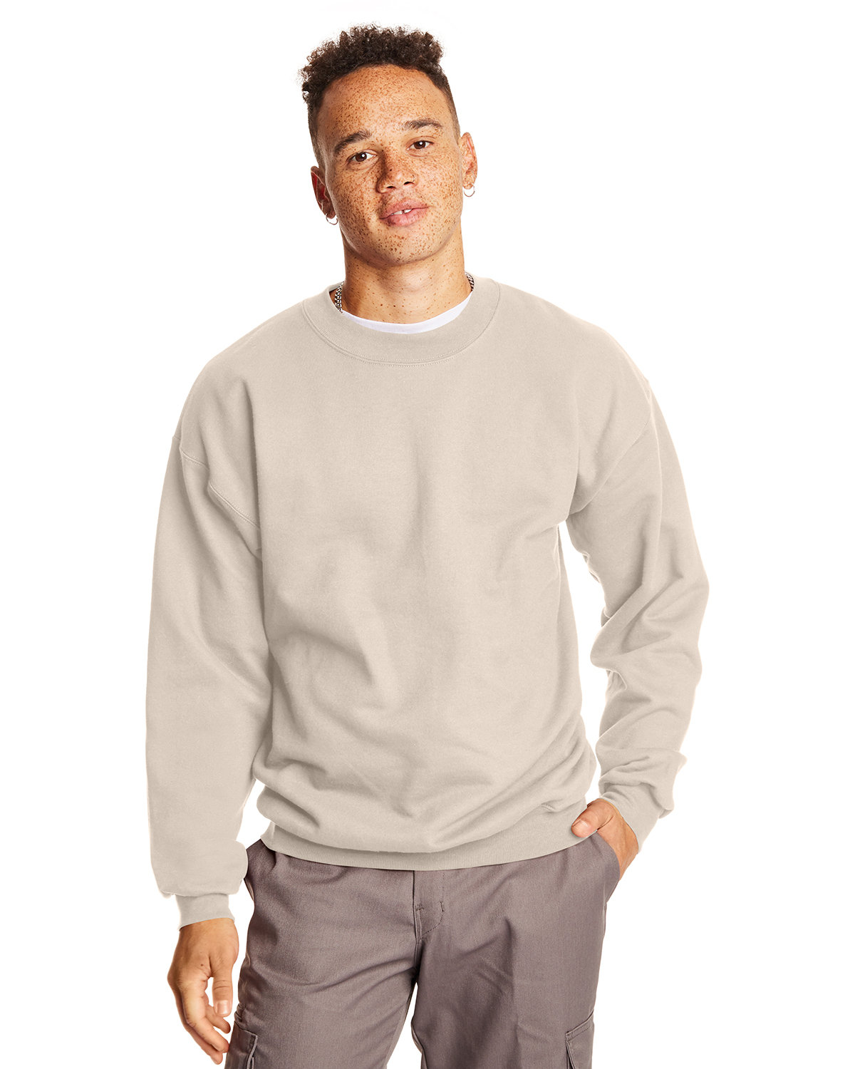Hanes F260 Ultimate Cotton - Crewneck Sweatshirt in Sand size XL