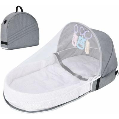 Osqi - Baby Travel Bed with Mosquito Net Canopy, Foldable Baby Crib Bed with Mosquito Net Bionic