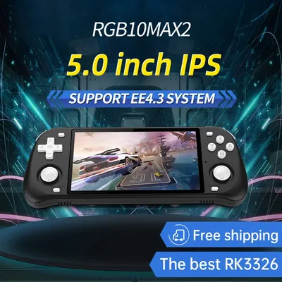 Console de jeu portable Max2 rétro système Open Source RGB10 Max 2 écran IPS de 5.0 pouces N64