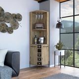 TUHOME Hans Corner Bar Cabinet with 2 Open Shelves, 5 Wine Cubbies, 2 Cabinets, 4 Inner Shelves, and Glass Rack - N/A