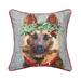 German Shepard Flower Printed & Embellished Throw Pillow