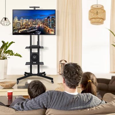 Yaheetech Height Adjustable Rolling TV Stand TV Cart for tvs 32''-75''