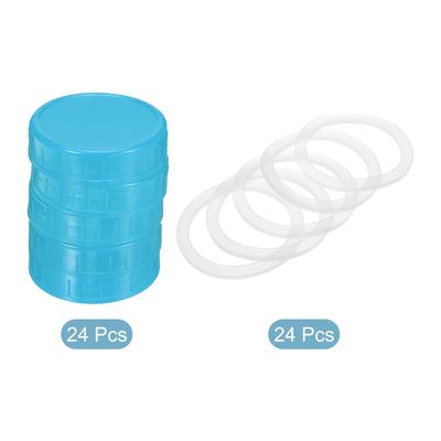 70mm Mouth Plastic Mason Jar Lids, 24Pcs Canning Caps w Sealing Rings