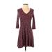 Olive and Oak Casual Dress - A-Line: Burgundy Dresses - Women's Size X-Small