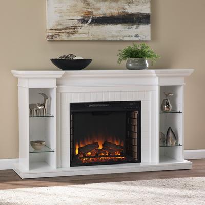 Henstinger Electric Fireplace W Bookcase by SEI Furniture in White