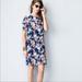 J. Crew Dresses | J Crew 100% Silk Shift Antique Floral Print Short Sleeve Dress Size 10 | Color: Blue | Size: 10