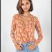 Free People Tops | Free People Printed Turnt Bodysuit Spring Combo Size S Nwt | Color: Brown/Orange | Size: S