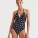 J. Crew Swim | J. Crew | Halter One-Piece Swimsuit In Laser-Cut Eyelet | Color: Blue/Cream | Size: 8