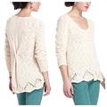 Anthropologie Sweaters | Anthropologie Yellow Bird Slouchy Textured Pointelle Knit Pullover Sweater M | Color: Cream | Size: M