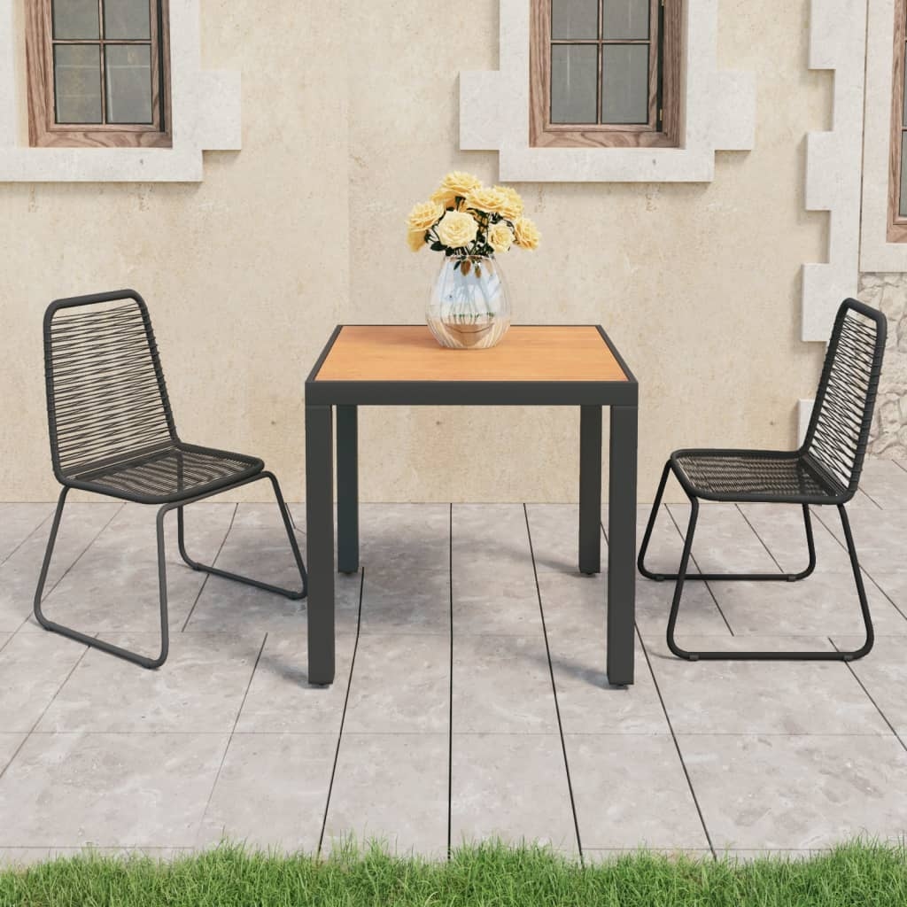 vidaXL 3-tlg. Garten-Essgruppe PVC Rattan Schwarz und Braun Image