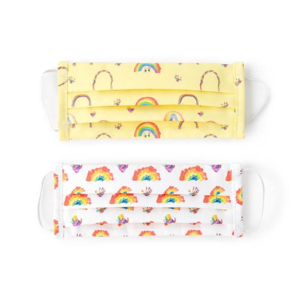 childrens-rainbow-face-coverings---set-of-2---white-yellow/