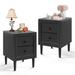 Wooden End Table Compact Nightstand with Storage Drawers