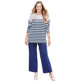 Plus Size Women's Liz&Me® Heart & Soul Stripe Sweater by Liz&Me in Navy Stripe Heart (Size 3X)