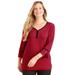 Plus Size Women's Liz&Me® Henley Top by Liz&Me in Classic Red Stripe (Size 1X)