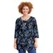 Plus Size Women's Liz&Me® Swing Tunic Top by Liz&Me in Black French Blue Paisley Floral (Size 0X)