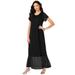 Plus Size Women's Mesh Detail Crewneck Dress by Roaman's in Black (Size 14 W)