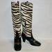Gucci Shoes | Gucci Tiger Pony Print Calf Hair Leather Zumi Gg Logo Knee High Boots | Color: Black | Size: 7