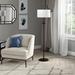 "Avery 63"" Tall Floor Lamp with Fabric Shade in Blackened Bronze/White - Hudson and Canal FL1570"