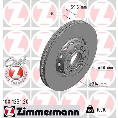 ZIMMERMANN Bremsscheibe COAT Z vorne rechts links außenbelüftet 314mm für AUDI 441615301AA 100.1231.20