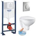 Grohe - Pack wc Rapid sl autoportant + cuvette Bau Ceramic sans bride + plaque Skate Air chrome