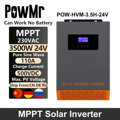 PowMr – onduleur solaire hybride 3500W entrée de panneau PV 110A 500VDC 220VAC 24VDC onde