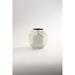 7.5" White and Silver Geometric Hand Blown Glass Vase