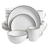 Gibson Home Rockaway Round Stoneware Dinnerware Set, Service for 4, Matte White