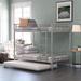 Twin-Over-Twin Metal Bunk Bed with Trundle Pull-out Bed Can Be Divided into Two Beds and Full Length Guardrail