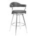 26 Inch Vegan Faux Leather Metal Counter Stool, Grey, Silver