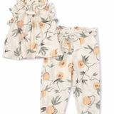 Jessica Simpson Matching Sets | Jessica Simpson Designer Boutique Peaches 2 Piece Baby Girl Outfit | Color: Cream | Size: 3-6mb