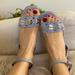 Anthropologie Shoes | Anthropologie Brand New Lola Cruz Block Heel Blue Suede Comfortable Sandal | Color: Blue/Silver | Size: Various