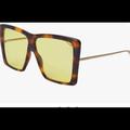 Gucci Accessories | Gucci 0434 Havana Gold Yellow Fashion Oversized Unisex Flat Sunglasses Gg0434s | Color: Gold/Yellow | Size: Os