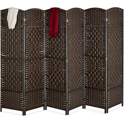 Paravent Raumteiler, HxB: 170x240 cm, faltbarer Raumtrenner, 6-teiliger Sichtschutz, Holz & Image