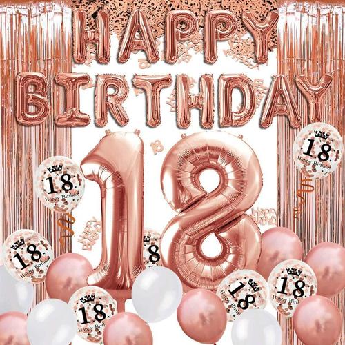 Werkzeuge - 18 Jahre Roségold Geburtstagsdeko, Happy Birthday Banner, Heliumballon Zahlen 18 xxl,