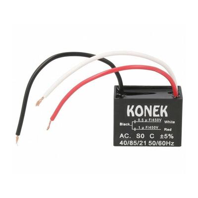 Konek - Motorkondensator 1uF+0,5uF 450Vac mit Drähten Befestigungsschraube M4