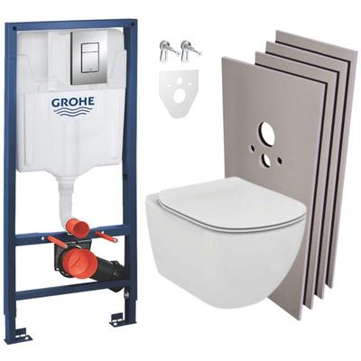Pack wc Vorwandelement + Ideal Standard Tesi Aquablade spülrandlos wc+ Chromplatte + Image