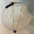 J. Crew Jewelry | J Crew Gold Necklace With Blue Pave Enamel Heart Nwt | Color: Blue/Gold | Size: Os