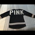 Pink Victoria's Secret Tops | Black & Silver Victoria Secret Pink 3/4 Sleeve Womens Shirt | Color: Black/Pink/Silver | Size: S