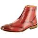 My Perfect Pair Men's Italian Style Leather Lined Chelsea Ankle Chukka Brogue Boots, Burgundy UK Size 11 / EU Size 45