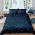 Homemissing Galaxy Duvet Cover Starry Sky Constellation Bedding Set Dark Blue Outer Space Bedding & Linen for Boys Girls Kids Milky Way Bedding & Linen Double Size