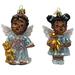 Kurt Adler 2 Piece African American Angel Hanging Figurine Ornament Set, Glass in Blue/Brown | 8 H x 6 W x 7 D in | Wayfair NB1507