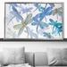 Rosalind Wheeler Dancing Dragonflies by Ruth Fromstein - Floater Frame Painting Canvas in Blue/White | 27.5 H x 43.5 W x 2 D in | Wayfair