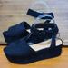 American Eagle Outfitters Shoes | American Eagle Outfitters Black Suede Peep Toe Platform Sandals | Color: Black | Size: 8