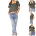 Free People Tops | Free People Puff Sleeves Top | Color: Blue/Green | Size: L